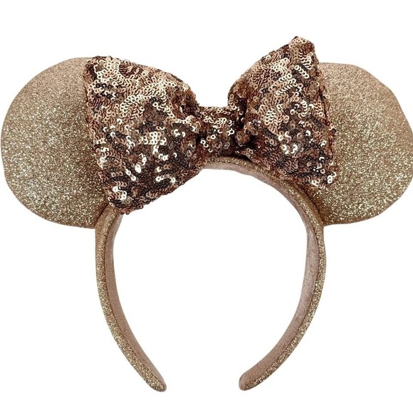 Disney Accessories - Disney Parks Minnie Mouse Rose Gold Ears Sequin Headband